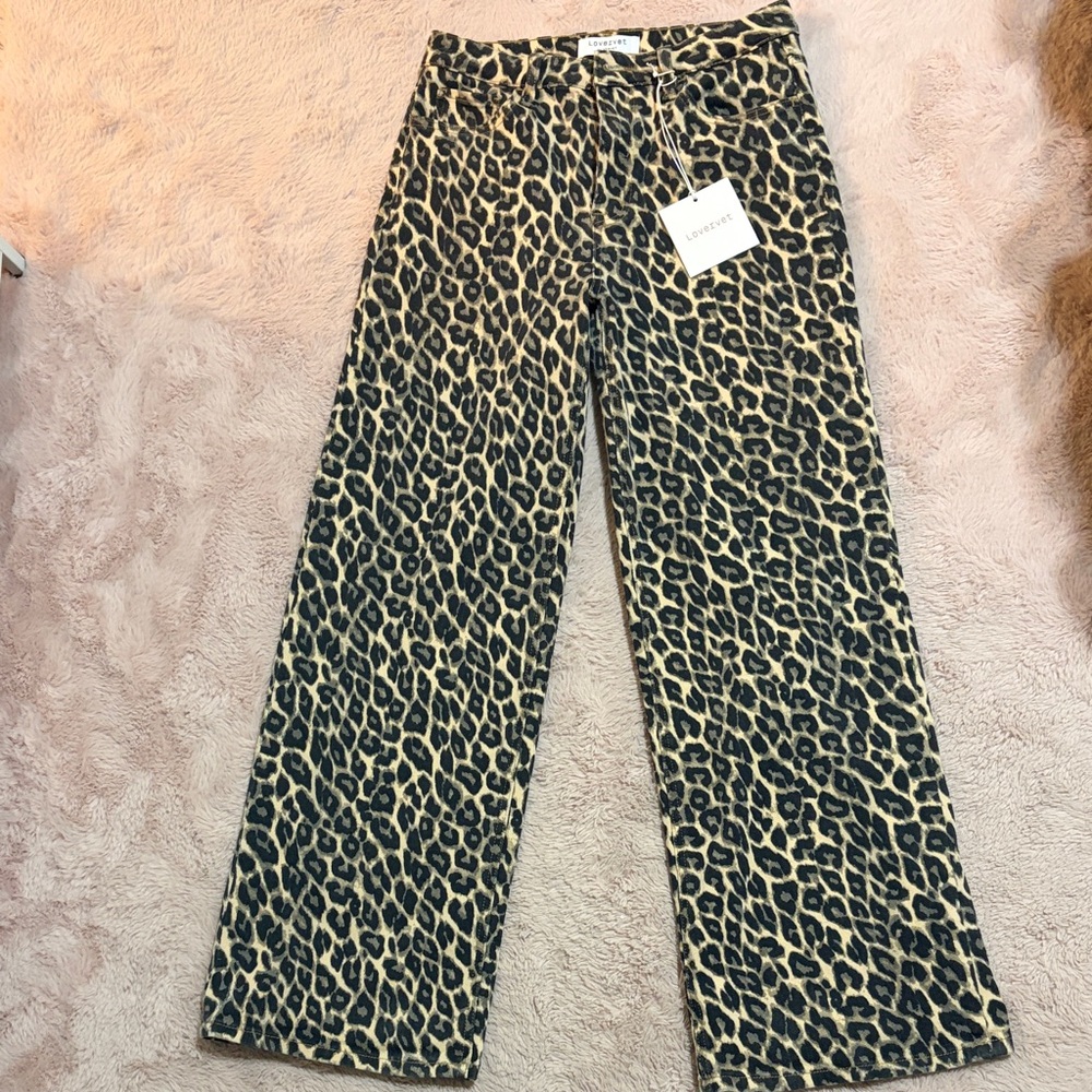 Leopard Print Flare & Wide Leg Jeans